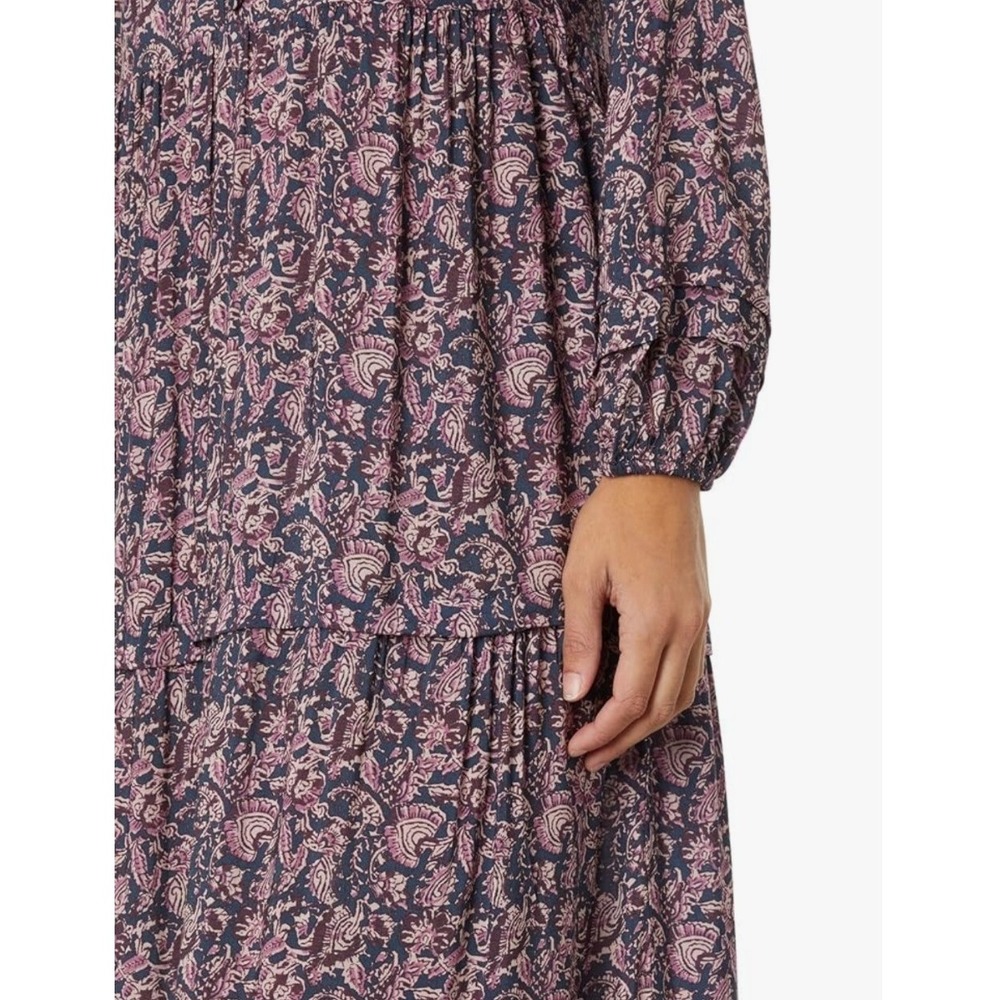 Faherty Isabella Maxi Dress Women Large Navy Rose Excellent Tiered Boho Paisley - Picture 4 of 10